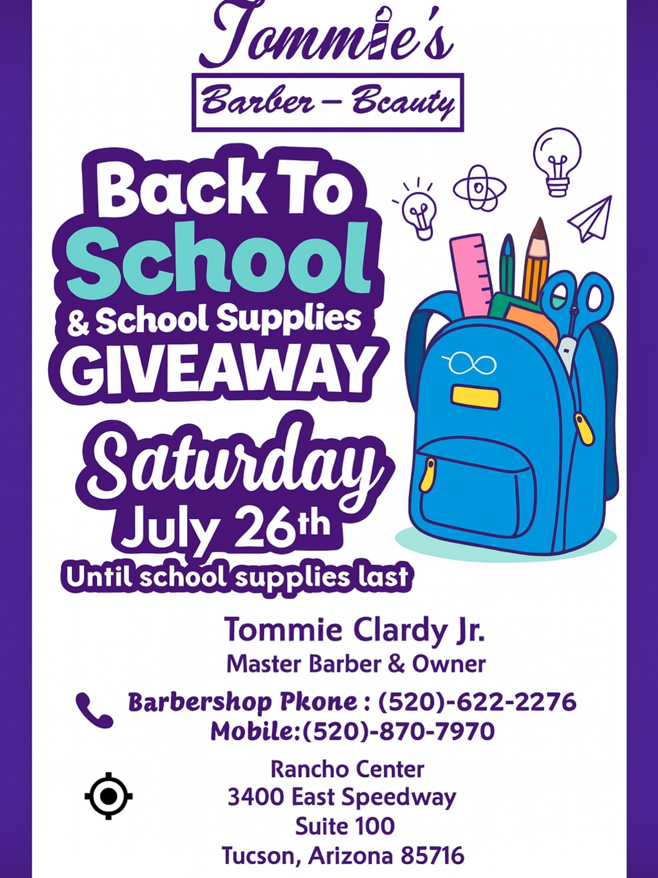 Back to School & School Supplies Giveaway event flyer